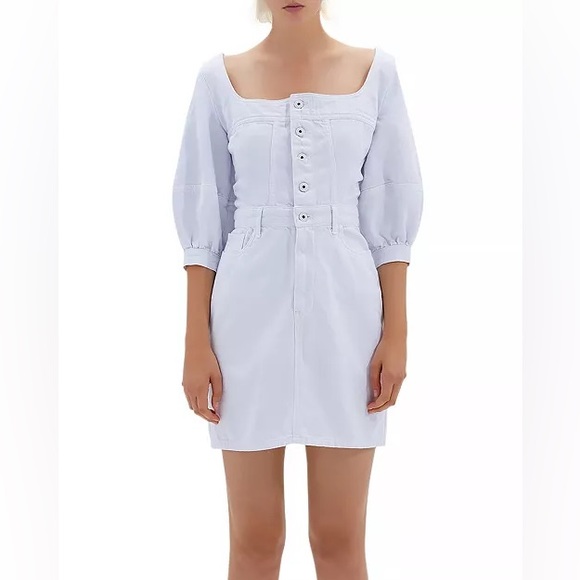 NWT Jonathan Simkhai Standard Poppy Puff Sleeve Denim mini Dress - Picture 1 of 13
